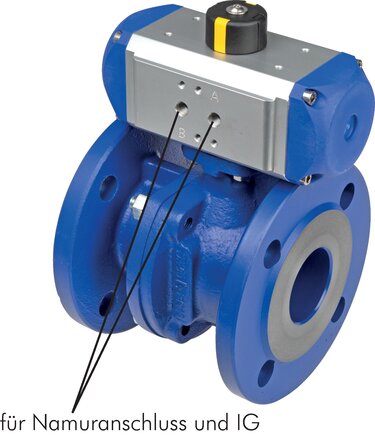 Zgleden uprizoritev: Flanged ball valve with pneumatic quarter-turn actuator