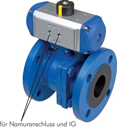 Zgleden uprizoritev: Flanged ball valve with pneumatic quarter-turn actuator