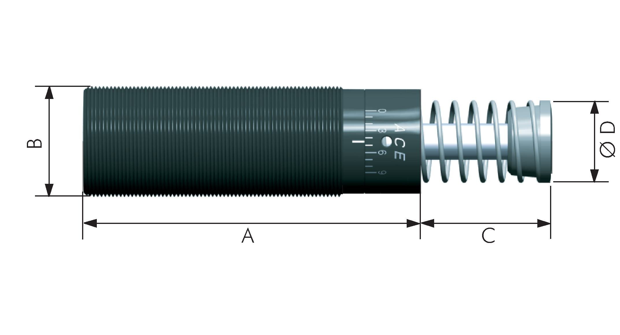 ACE ACE-Stoßdämpfer, M 33x1,5, Hub 50 mm, Standard, einstellbar (MA3350EUM)  - Landefeld - Pneumatik - Hydraulik - Industriebedarf